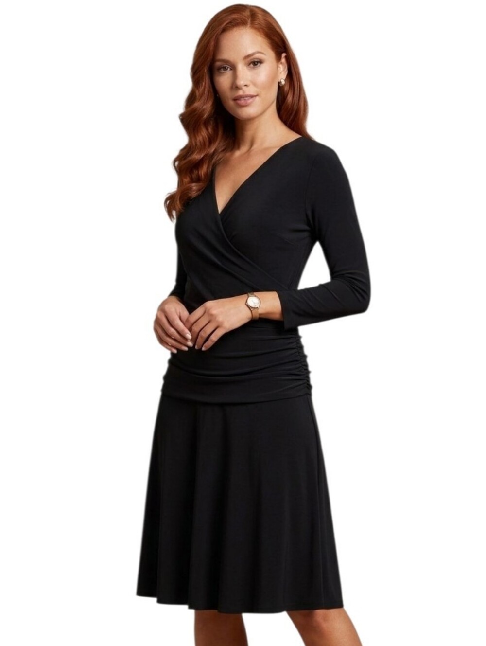Spanner Black Long Sleeve Dress Silky Knit Cocktail